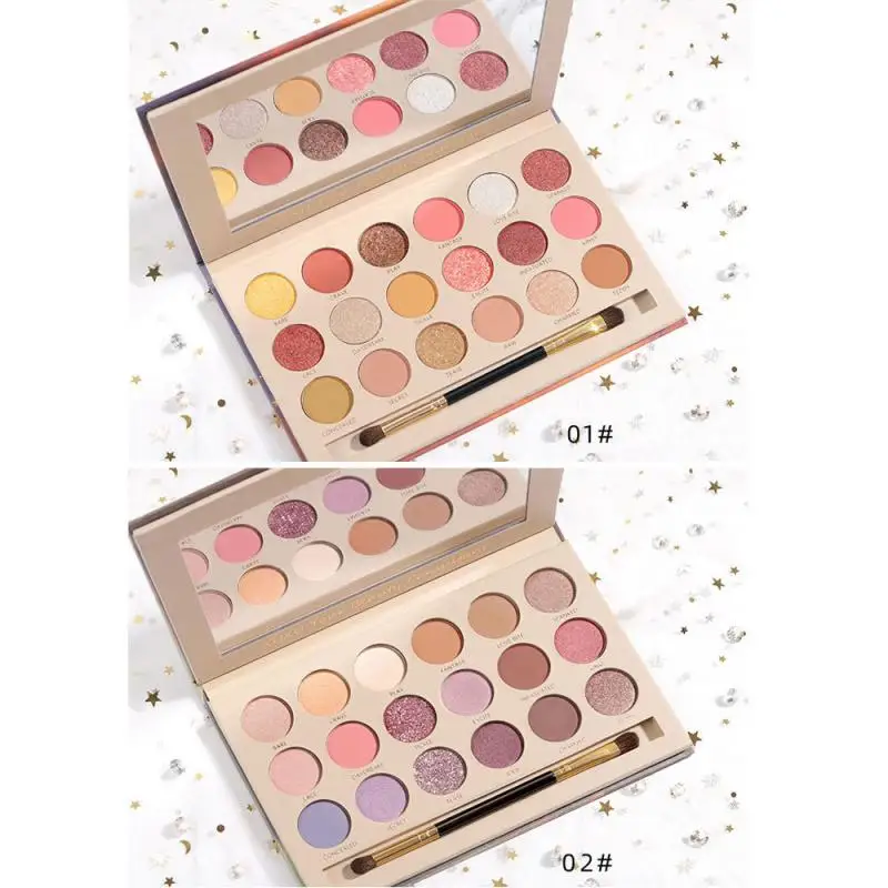 XUXU хит, 18 цветов, матовые перламутровые блестящие тени для век, палитра пигментов, палитра теней для век, макияж, палитра теней+ кисть TSLM2