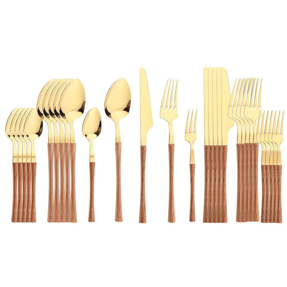 

20/30Pcs Gold Cutlery Set Stainless Steel Dinnerware Set Kitchen Flatware Set Knife Fork Spoon Tableware Set Dishwasher Safe