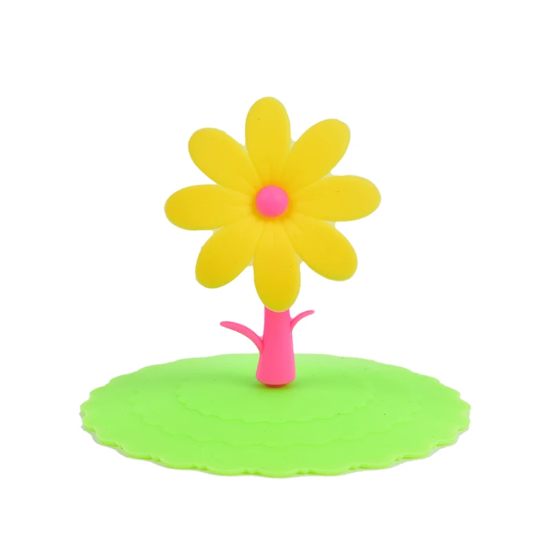 Silicone Cup Lids Sunflower Shaped Cup Covers Airtight Dust - Temu