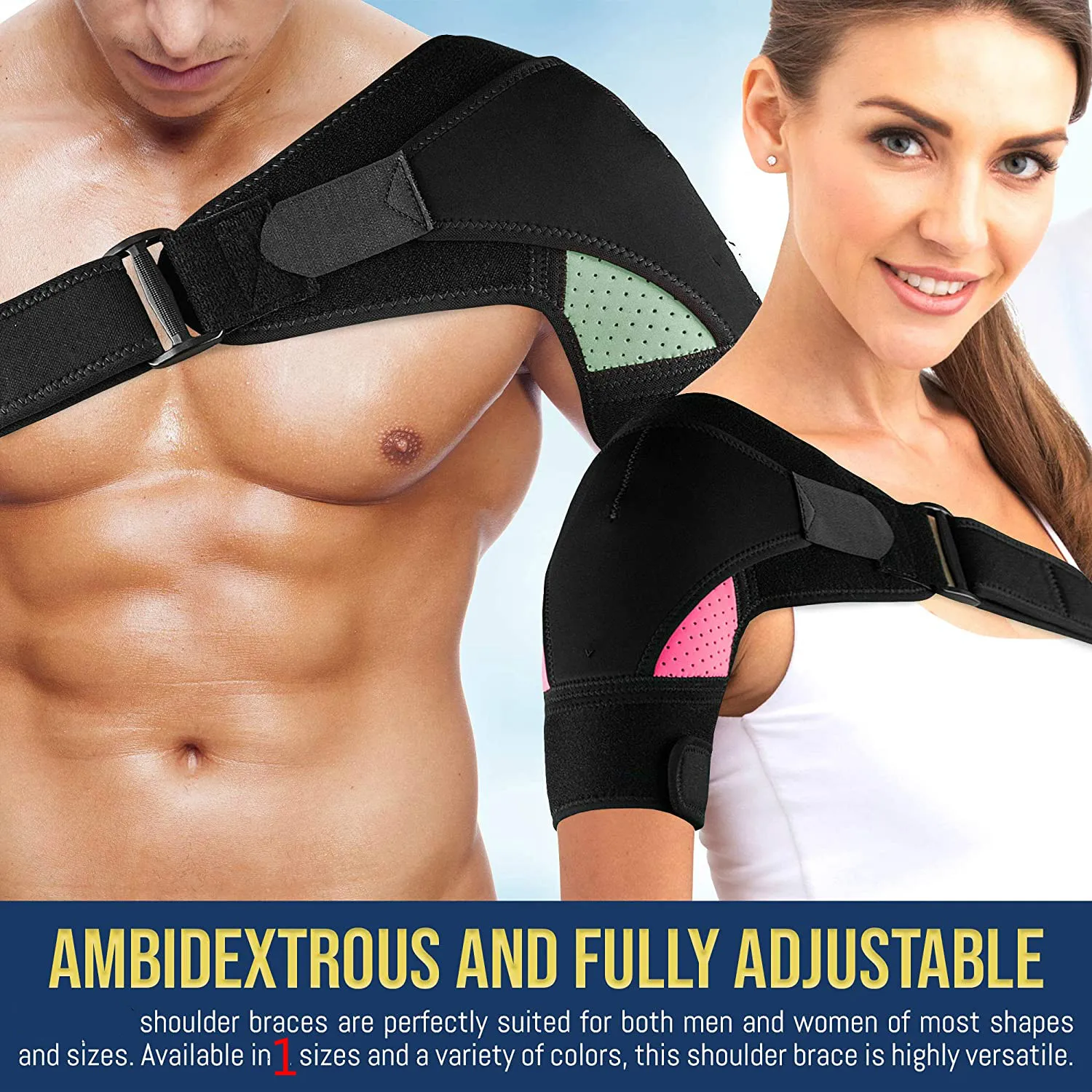 Left or Right Arm   Custom Breathable Shoulder Support Pressure Pad Shoulder Compression Sleeve Adjustable Shoulder Brace