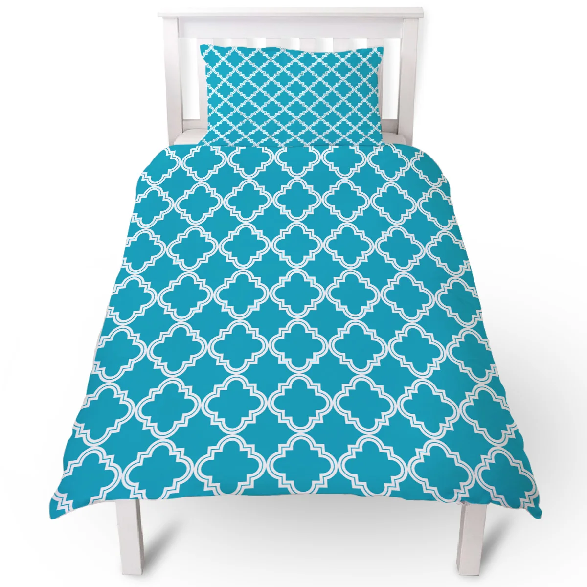 Blue Moroccan Geometric Checks Duvet Cover Pillow Case Quilt Set Bedclothes Single Bedding Sets For Bed | Дом и сад