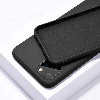 Black Жидкий силиконовый чехол для телефона для iphone 11 Pro X XS чехол для MAX XR мягкий тонкий противоударный чехол для iphone 6 6s 7 8 Plus чехол - Цвет: Black