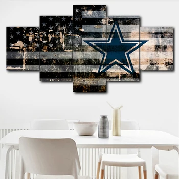 

5 pieces of canvas art Dallas Cowboys sport logo decorative canvas wall painting modular picture home decor canvas painting