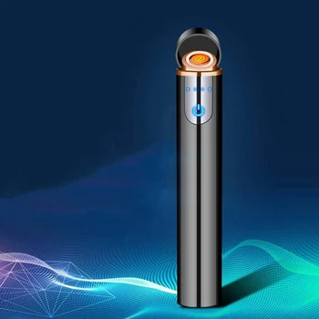 

New Sensor Touch Screen USB charging lighter windproof creative electronic tungsten lighter Gift Filter cigarette holder