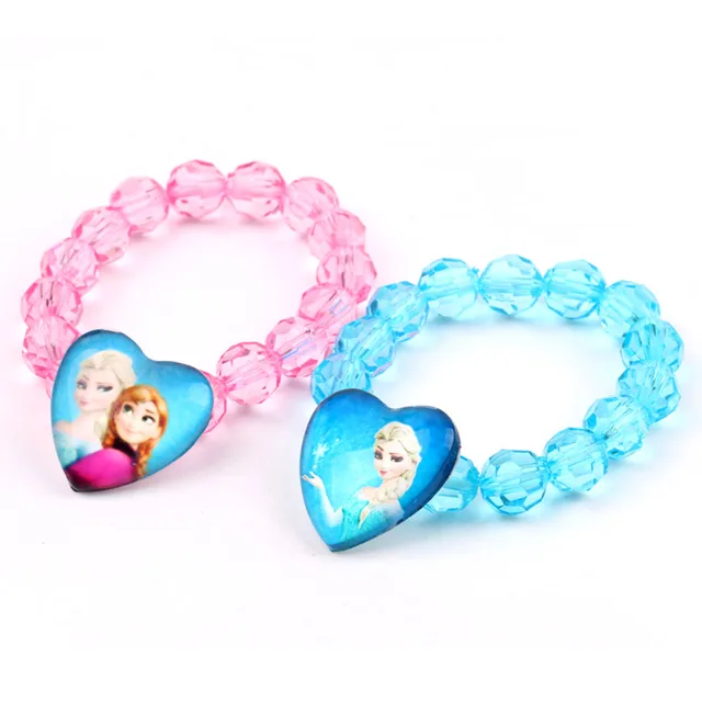 2Pcs/Set Disney Frozen 2 Necklace Cartoon Princess Bracelet Toys Accessories Heart Shaped Pendant Girls Birthday Children Gift 4