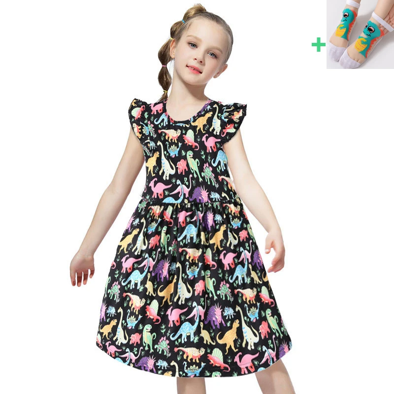 

Summer Girls dress Skirt Princess Sleeveless Comfortable Clothing Dinosaur Casual Party Cute Children Kids Clothes Animal print