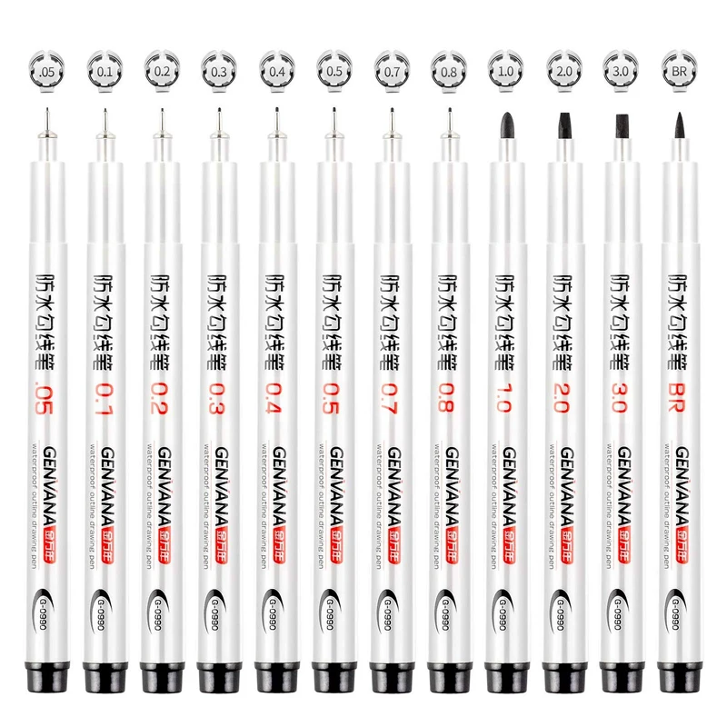 Schwarz Pigment Fineliner Tinte Micro Pens Waterproof Schwarzer Stift Set Für K 