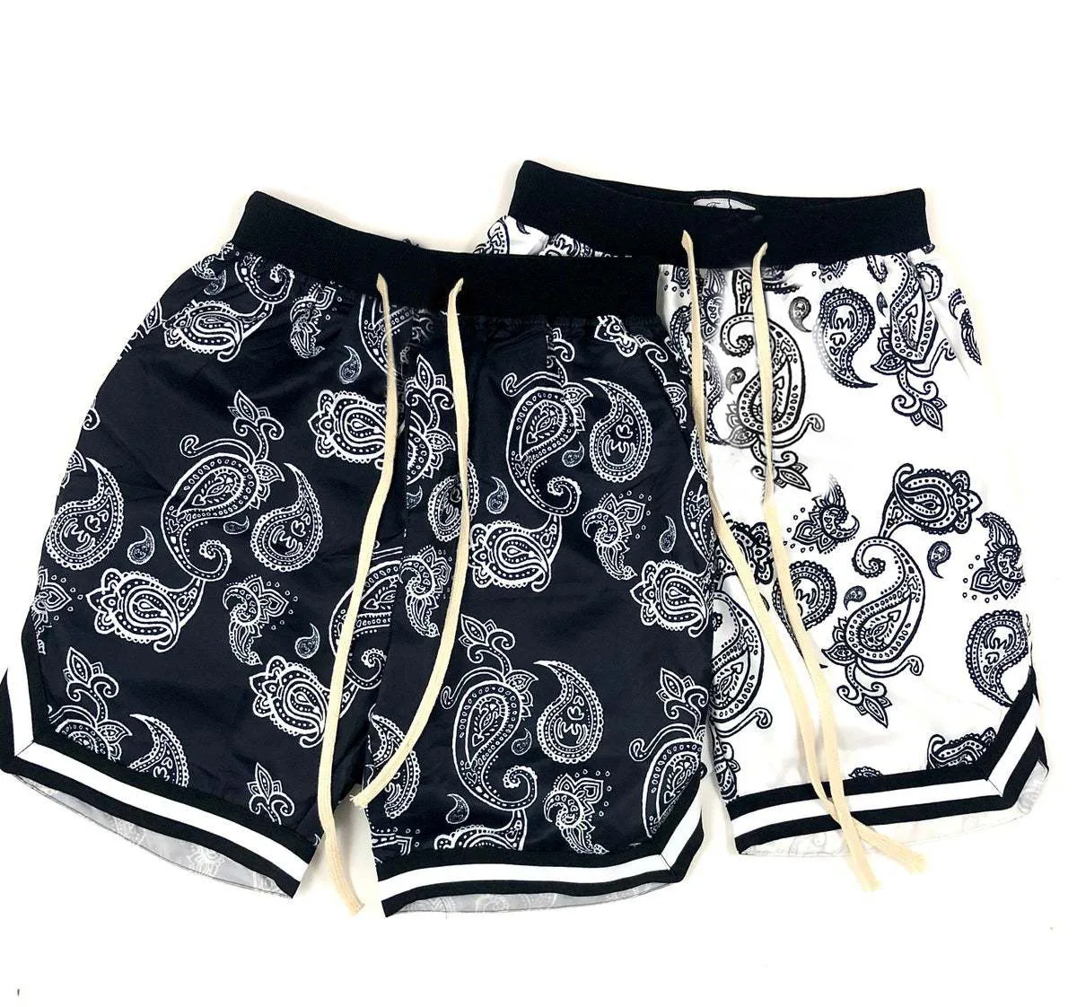 Dropshipping Paisley Fashion Hip Hop 70s Bandana African Digital Print High Waist Black Casual Sports Board Shorts for Men | Мужская
