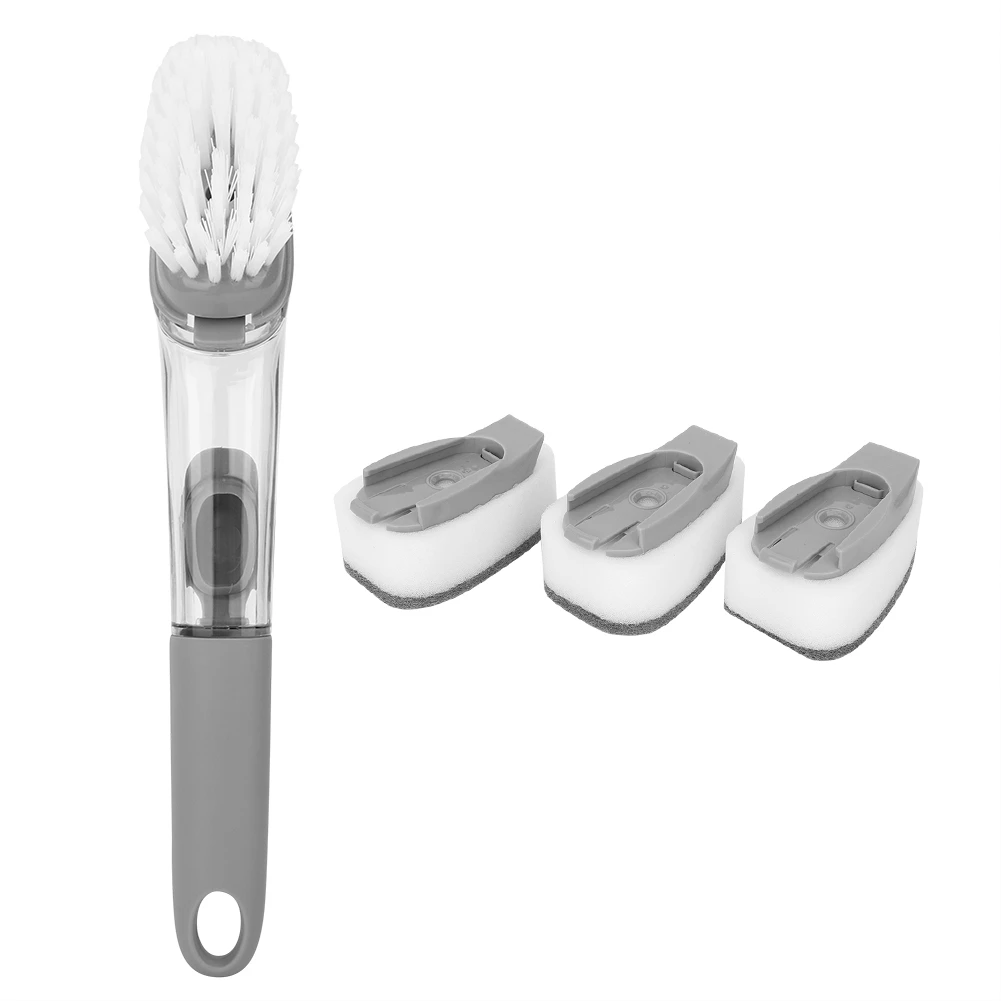 

Double Use Kitchen Cleaning Brush Scrubber Dish Bowl Washing Sponge Automatic Liquid Dispenser Kitchen Pot Cleaner Tool