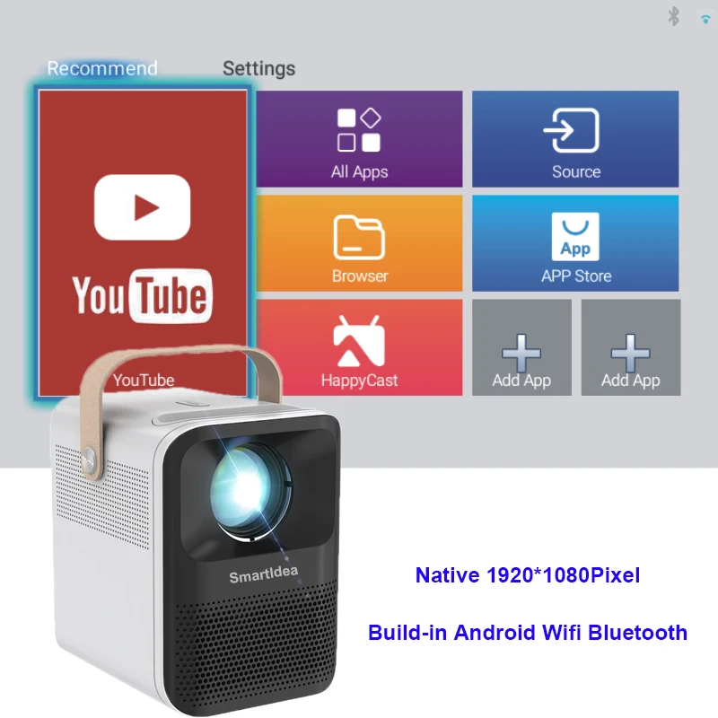 home projector SmartIdea native full hd 1920 x 1080p smart projector android wifi BT 3D video game proyector digital led home theater beamer smart projector Projectors