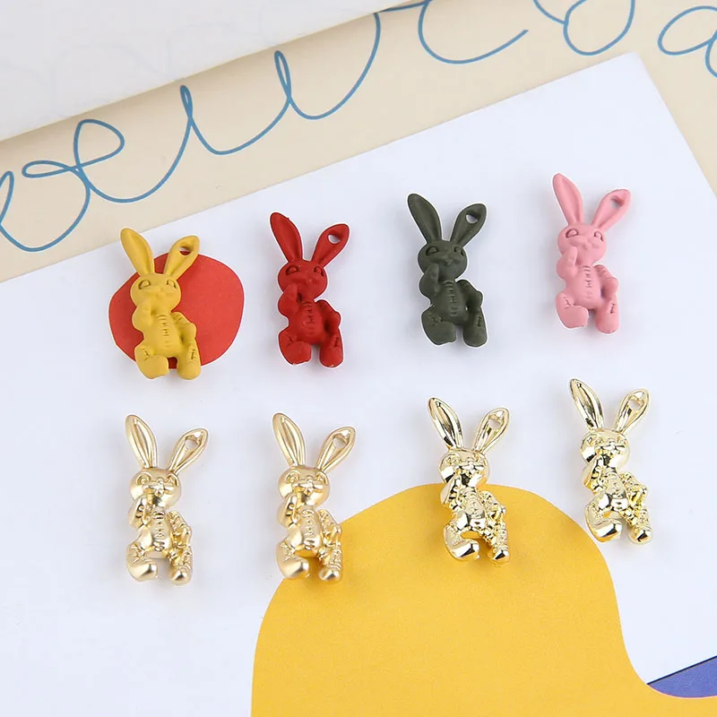 2020 New 50pcs/lot Rubber paint animals cartoon rabbits/mouse shape alloy floating locket charms diy jewelry earring accessory | Украшения