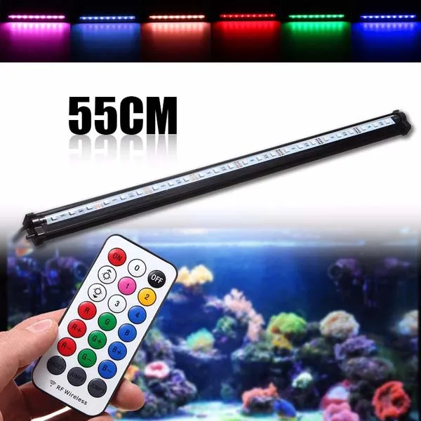 

55CM RGB SMD5050 LED Strip Light Air Bubble Aquarium Fish Tank Lamp + Remote Control AC 220V