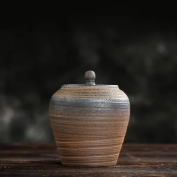 

Ceramics Grain Canister Food Sealed Storage Container Empty Storage Can for Loose Tea Coffee Bean Sugar (Brown)