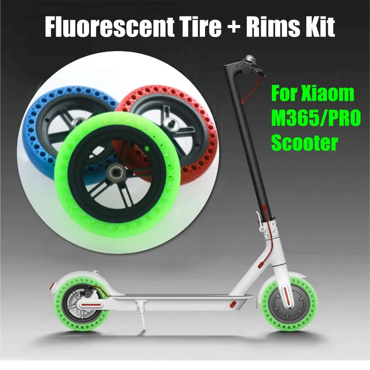 

Luminous Shock Ab sorber for Xiaomi Mijia M365 Scooter Skateboard Damping Rubber Tires Wheels Tyre Fluorescent Solid Hole Tires