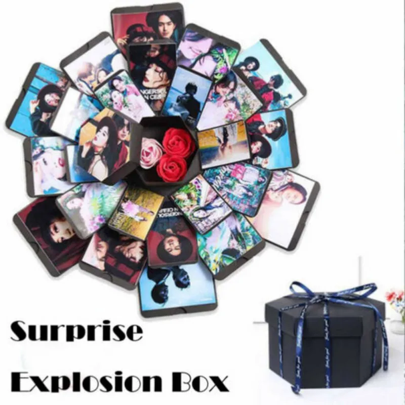 

NewDIY Explosion Box Handmade Memory Scrapbook Photo Album Surprise Gift for Valentine's Day Wedding Engagement Anniversary Gift