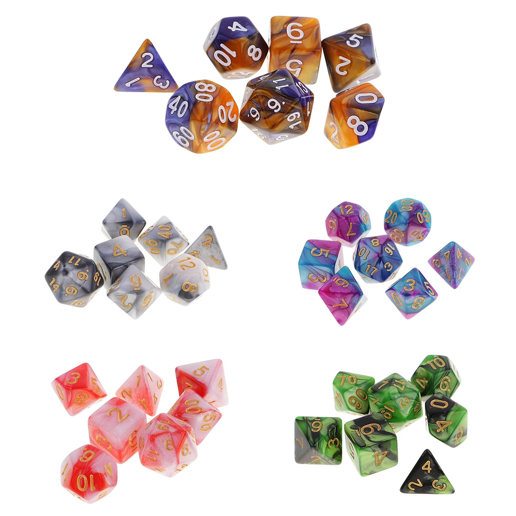 Set/35pcs 1.6cm/0.62'' Polyhedral Dice D12 D10 D8 D6 D4 for Dungeons & Dragons DND MTG RPG Table Game Toys Gift