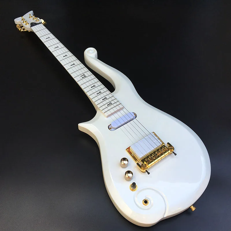 Left-hand-electric-guitar-Prince-Cloud-guitar-White-body-with-golden-hardware-free-shipping