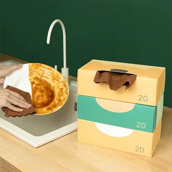 

20PCS Reusable Microfiber Towels Kitchen Lazy Rag Dish Cloth Paper Towel Roll Organic Washable Dish Cloths Clean Washing Towel H