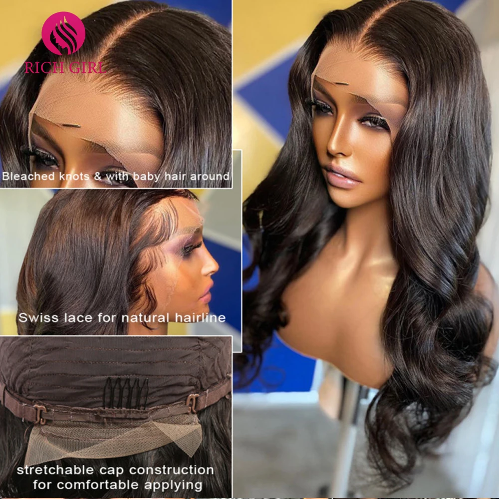 13x4 13x6 HD Lace Frontal Wig Body Wave Lace Front Human Hair Wigs For Women Richgirl Brazilian Pre Plucked 6X6 Closure Wig