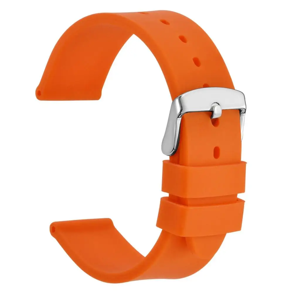 Orange-Silver Buckle WOCCI силиконовый мягкий резиновый спортивный ремешок для часов 18 мм 20 мм 22 мм черный желтый синий Универсальный ремешок для часов Amazfit ремешок Bip - Цвет ремешка: Orange-Silver Buckle