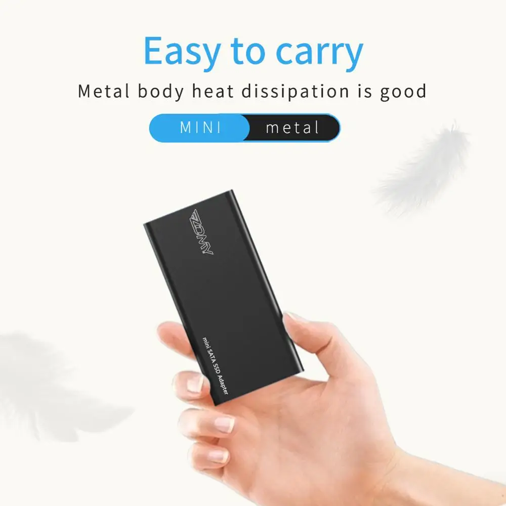 Zomy Msata-capa para Disco Rígido Ssd em Alumínio 10gbps Portátil Usb 3.1 Tipo-c Caixa de Disco Rígido 3*3 3*5 Compartimento de Disco Sólido para Laptop Unidades de estado sólido externas - Imagem 2