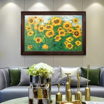 

Van Gogh Sunflower Painting Decorative Painting The Living Room European-style Minimalist Entrance Hallway Mural Paintings hand-