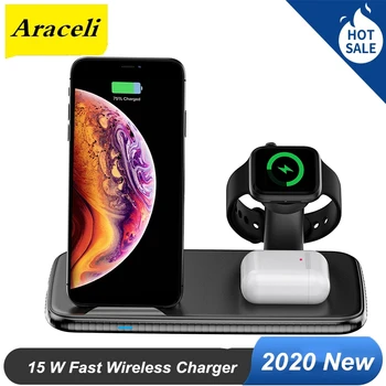 

Araceli 15 W Fast Wireless Charger For iPhone 12 11 Pro XR XS MAX Wireless Charging Pad For Apple Watch 5 4 3 For Airpods