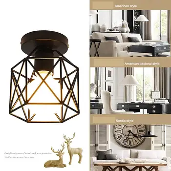 

LED Down Light Iron E27 Walkway Fixture Home Decor Lamp Ceiling Down Light Square Pendant Lamp White Bedroom Flush Mount