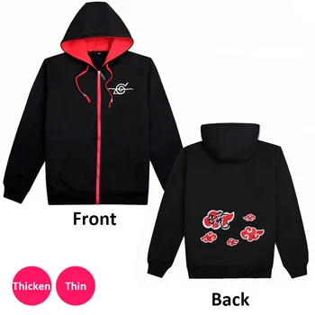 

Hot Anime Naruto Akatsuki Cosplay Sweatshirt Hooded Zip Up Black Jacket Men's Casual Long Sleeve Cotton Coat Winter Warm Hoodies