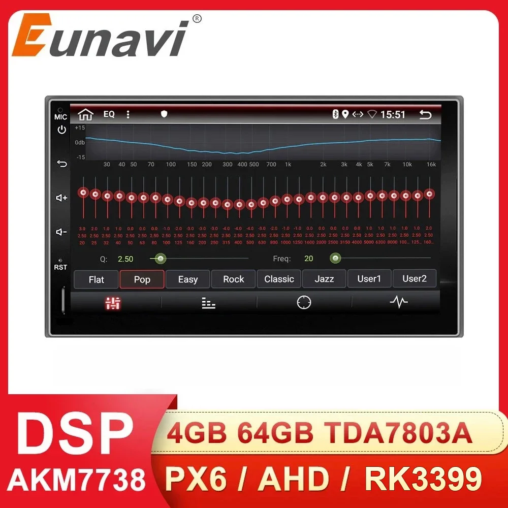 Универсальный Автомобильный мультимедийный плеер Eunavi 2 Din радио аудио GPS
