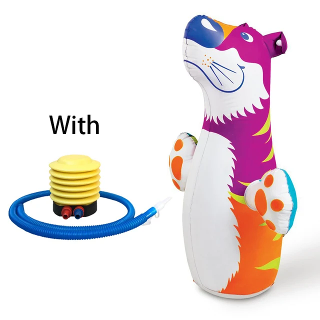 Boxing Animal Tumbler Wrestler Cartoon Shape Anti Stress Set Inflatable Punch Bag for Kids Fitness Children Toys Indoor Outdoor Tiger Inflator