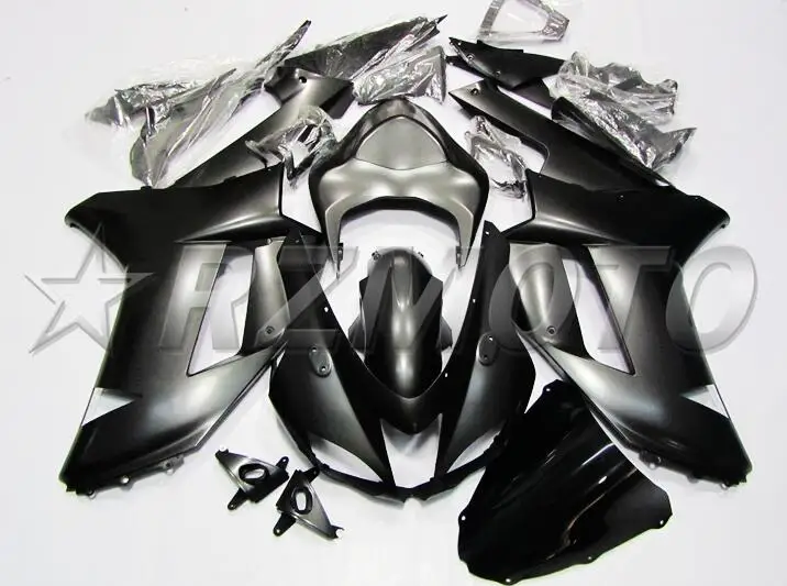 ABS полный обтекатель комплект подходит для Kawasaki ZX6R 2007 2008 Обтекатели ZX-6R 07 08 Ninja 636 полностью черный матовый Комплект кузова