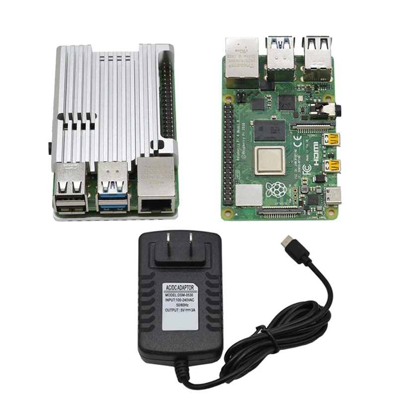 Для Raspberry Pi 4B 2G Оперативная память DIY Kit Поддержка 2,4/5,0 ГГц WI-FI Bluetooth 5,0 с Алюминий CNC сплав защитные Серебряный чехол 5V 3A