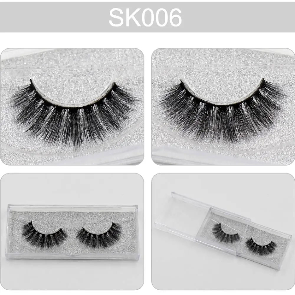 

SOQOZ False Eyelashes 3D Faux Mink Eyelashes Fluffy Volume Lashes Cruelty Free Vegan 3D Lashes Thick Silk False Lash SK006