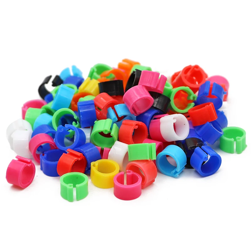 Anillos de plástico para pies de Paloma, 10 colores de diámetro interior, 8mm, 100 Uds.