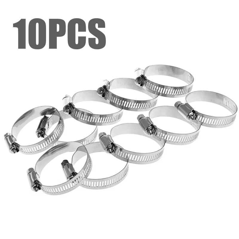 

10Pcs car Adjustable Clamps high quality silver 1-3/8"~ 2" 10mm Stainless Steel Drive Hose Clamp Fuel Line Worm Clip accessories