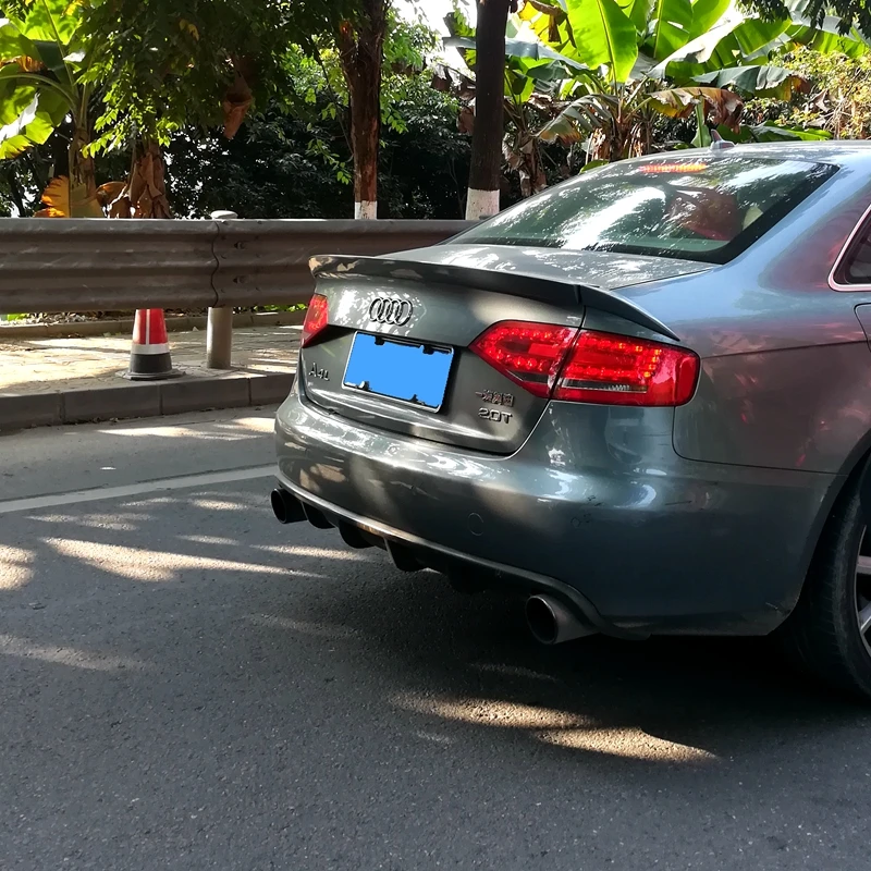 Для Audi A4 B8 2009 2010 2011 2012 задний спойлер 3 шт./компл. PU Материал грунтовка Цвет автомобильное украшение в виде хвостового крыла багажник спойлер
