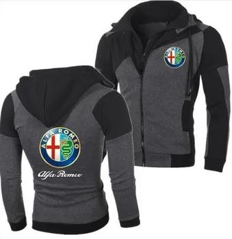 

Men's Fashion Pullover Alfa Romeo Logo Jacket Long Sleeve Double Zipper Jacket Fleece Hoodie Sweatshirts Coat