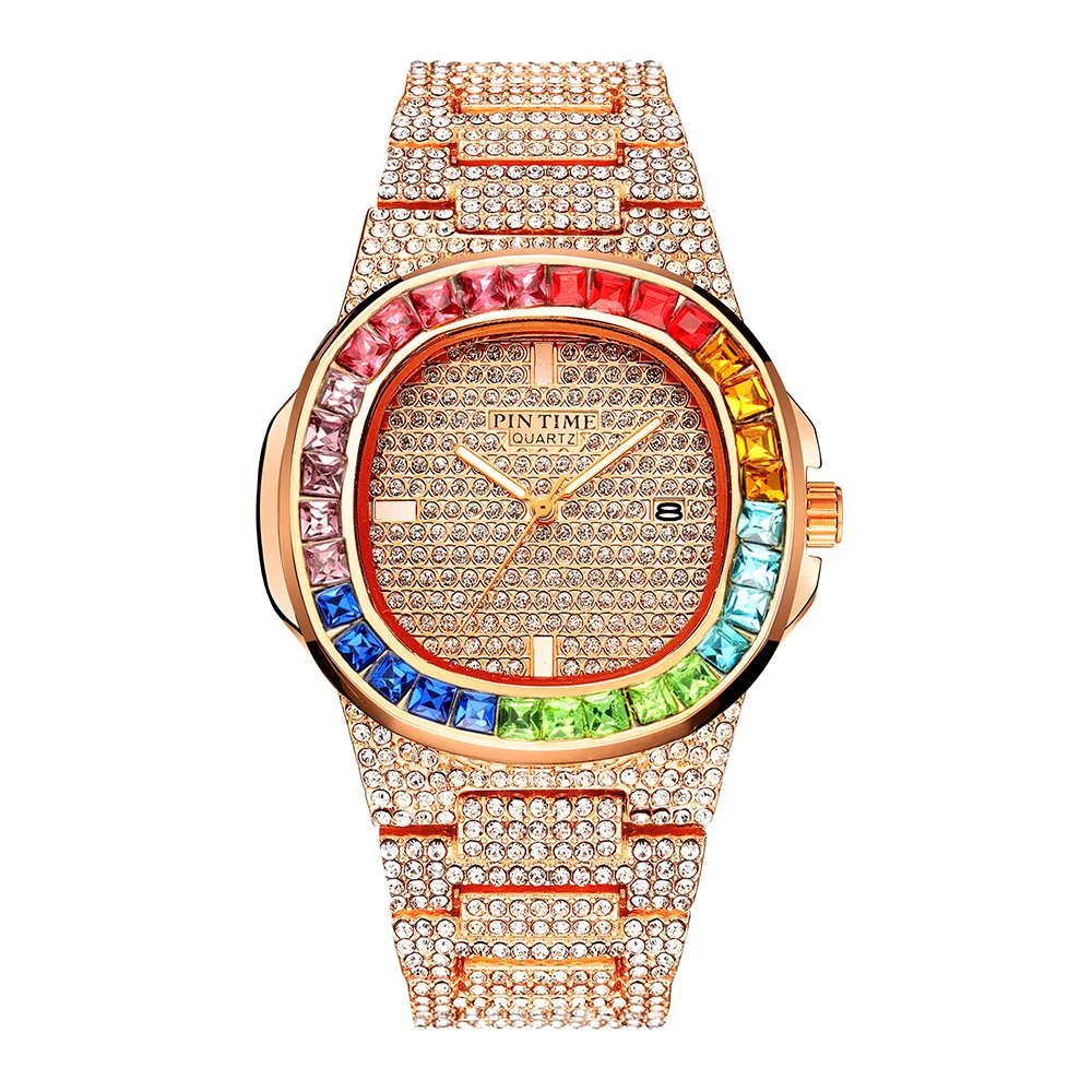 Дропшиппинг мужские s часы лучший бренд класса люкс Iced Out часы с бриллиантами золотые мужские деловые наручные часы хип-хоп relogio masculino - Цвет: Rose Gold