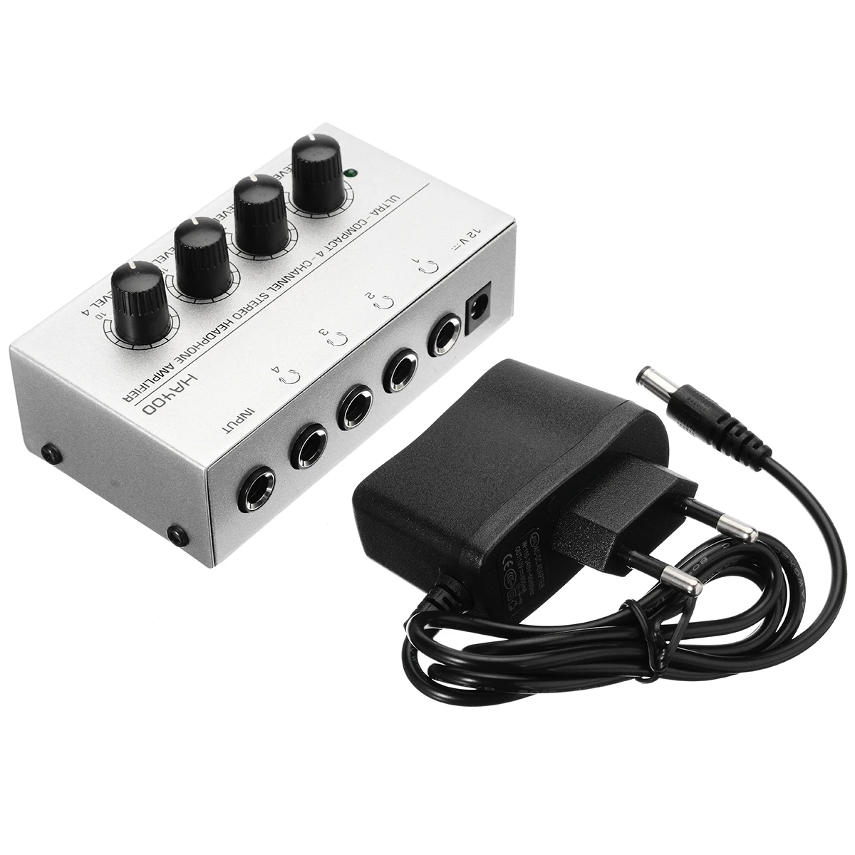 Onsale 1pc HA400 Ultra Compact 4 Channel Headphone Audio Stereo Amp Microamp Amplifier EU Adapter