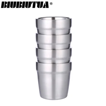

BIUBIUTUA 4pcs 175ml Double Wall 304 Stainless Steel Ice Cold Water Mug Beer Cup Bilayer Coffee Milk Tea Lemon Juice Mug 300ml