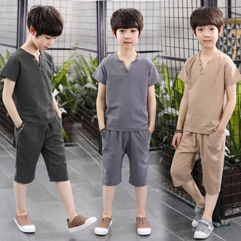 

Boys Summer Suit 2019 New Foreign Children's Clothing In The Big Children Children Korean Short-sleeved Two-piece Suit