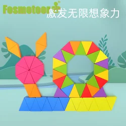 Fosmeteor – blocs de Construction en Triangle arc en ciel pour enfants, jouets éducatifs, de Construction créative, jouets empilés 