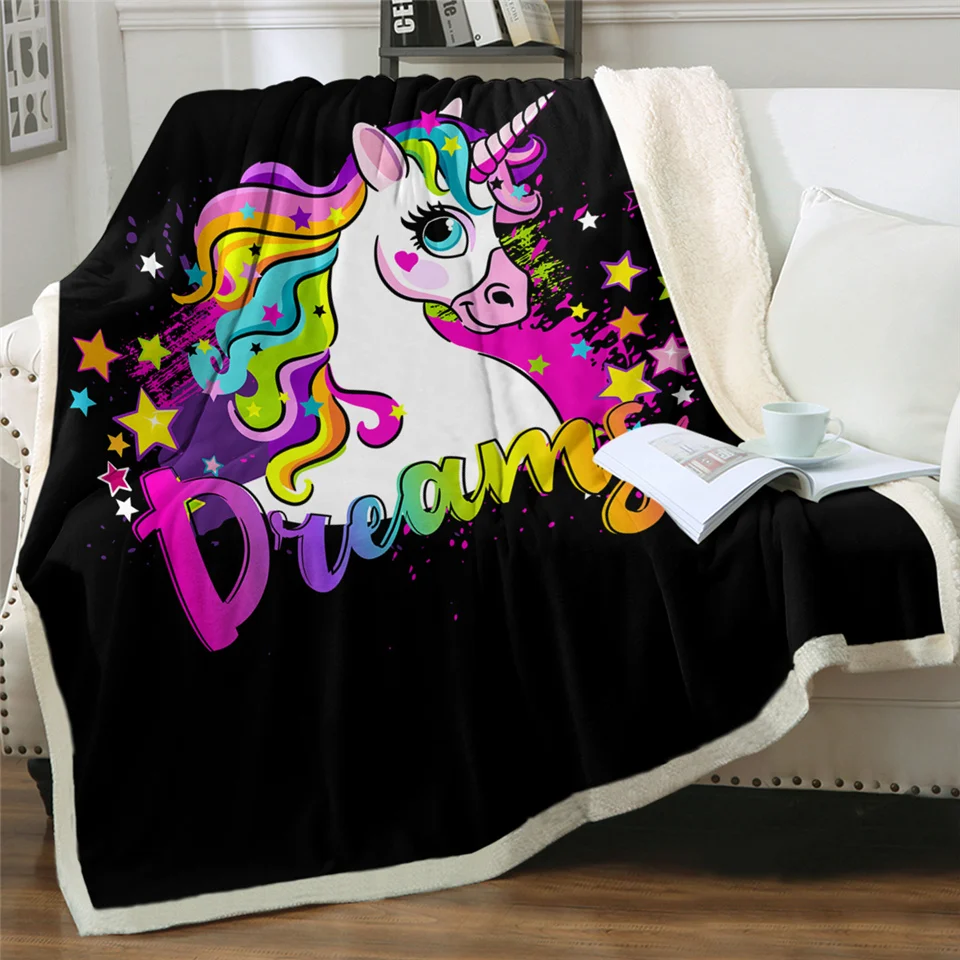 Ice Cream Unicorn Throw Fleece Blanket