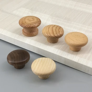 

Wood Doorknob For Drawer Wardrobe Cabinet For Home Clothing Store Office Simple Style Round Door Handle