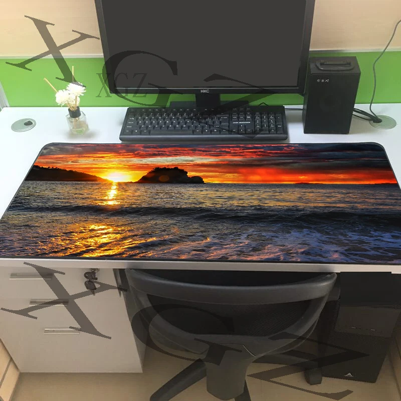 XGZ самый красивый в мире Закат пользовательские большой игровой коврик для мыши черный тонкий замок компьютерный стол коврик скольжения 900x400/900x300