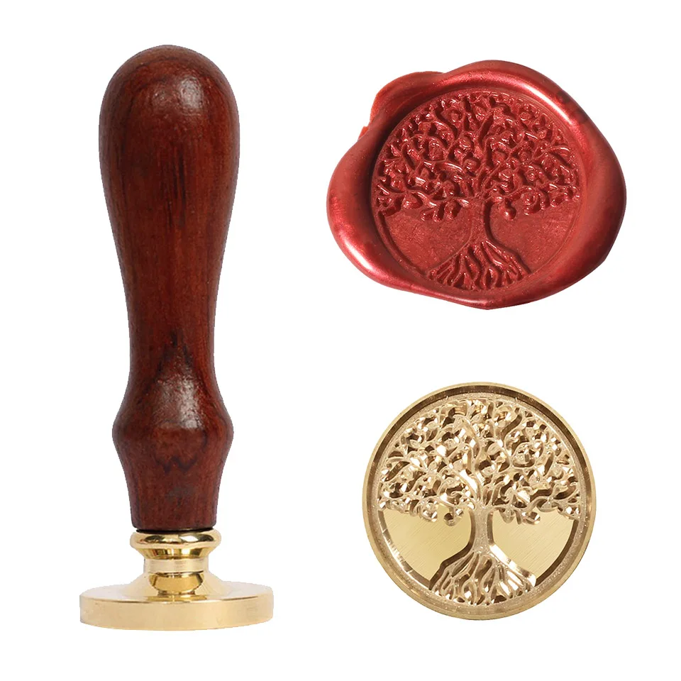 Tree Pattern Wax Seal Stamps Retro Happy Birthday Antique Wooden Sealing Scrapbooking Sollos stempel Craft Wedding Decorative