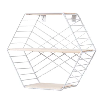 

Decoratve Display Shelf Flower Pot Wall Hanging Nordic Style Cast Iron Storage Rack Double Layer Bedroom Sundries Holder Home