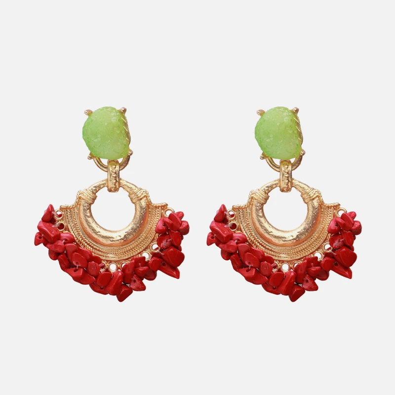 Серьги Ztech Boho в этническом стиле, большие красные подвески, серьги ручной работы с большими бусинами, массивные серьги, вечерние Висячие висячие серьги, рождественский подарок