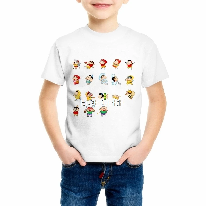 Детская футболка Crayon Shin-chan, милая белая футболка с короткими рукавами Crayon Shin-chan, футболки для мальчиков, девочек, малышей, детей, 47C-16